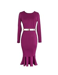 Round Neck Long Sleeves Bodycon Dress/Midi Dress 