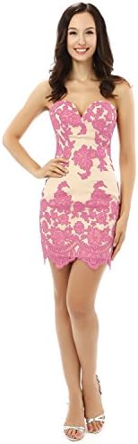 GOSSIPY Sexy Short Lace Appliques Homecoming Prom Cocktail Dresses, Pink 02
