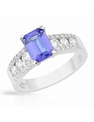 14K White Gold Tanzanite and Diamond Ring -- LIFETIME WARRANTY