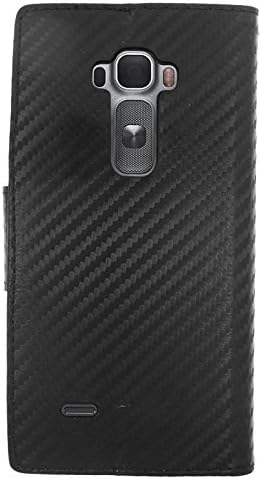 Premium Wallet Solid Dual Color Stand Protector Cover Phone Case For LG G Flex 2 + FREE PRIMO DESIGN CARTOON FOLDABLE TOTE BAG (BLACK CARBON FIBER DESIGN)