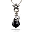 Amaro Necklace - Moon and Star Amulet in Gunmetal and Jet Tones #12911 AMK ONK