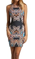 Sexy Polyester/Spandex Sleeveless Paisley Bodycon Dress/Mini Dress 