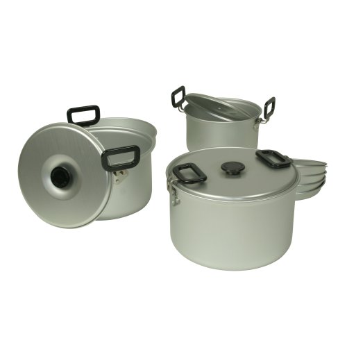 10T Woodman 12 Lot de casseroles et de poêles de camping Argent