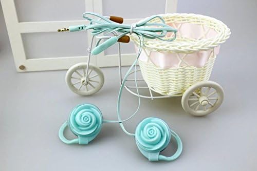 Besttalent In-203 3.5mm Plug New Cute Rose Flower Ear-hook Headphones Earphone Headset With Microphone for Cellphone Digital Products(sky-blue)