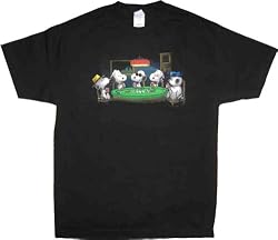 Peanuts Snoopy Black Poker T-Shirt Tee