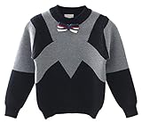 C-Princess 秋冬 男の子 ボーイズ ニット セーター カットソー　プルオーバートップス 蝶ネクタイ付き 子供服 キッズ ベビー 男児 かわいい グレー 110