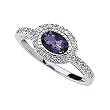 14K White Gold Amethyst and Diamond Ring