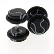 Fake Acrylic Plugs - Black Marble 16g Wire; 8mm - Sold as a Pair