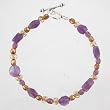 Amethyst & Czech Glass Bead Bracelet with Sterling Silver Toggle, 7 1/4" Length, #9390