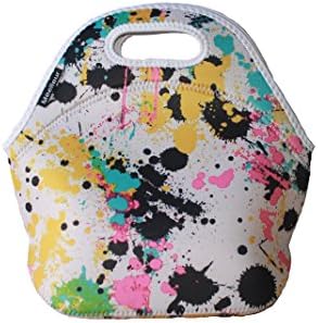 Insulated Neoprene Kids Lunch Bag for School, Kindergarten [11"x11"x 5.5"] Durable Zipper Closure *** Premium Quality*** ( Paint Splash)