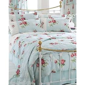 Duck Egg Floral Double Shabby Chic Duvet Set