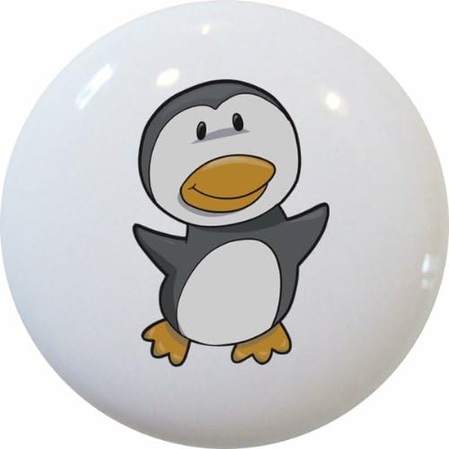 Set of 2 Baby Penguin Ceramic Cabinet Drawer Pull Knobs