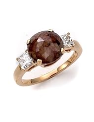 Samuel B. Soho Boutique 18K Rose Gold Diamond & Rough Brown Round Center Ring, Size 6.5, 4.08 Tcw.