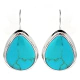 Sterling Silver Large Turquoise Inlay Teardrop Earrings