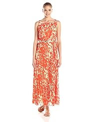 General Print Pleated Belted Shirred Maxi Dress 