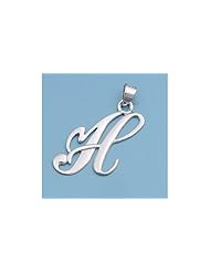 Sterling Silver Italian Initial H Pendant Gift Wholesale Charm Pure 925 New 30mm with 1mm Box Chain