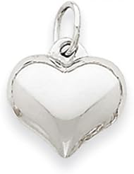 14k White Gold Full Puffed Heart Charm For Ladies
