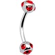 16 Gauge Red Multi Gem Eyebrow Ring