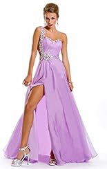 Crystals Applique Slit Crystal Beaded Lace Chiffon/Taffeta/Tulle Evening Dress 