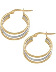 14 Karat Two-tone Gold Triple Hoop Earrings