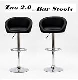 Zuo 2.0 Synthetic Leather Adjustable Bar Stool - Black (Set of 2)