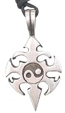 Cool Tribal Yin Yang Silver Tone Pewter Pendant Necklace