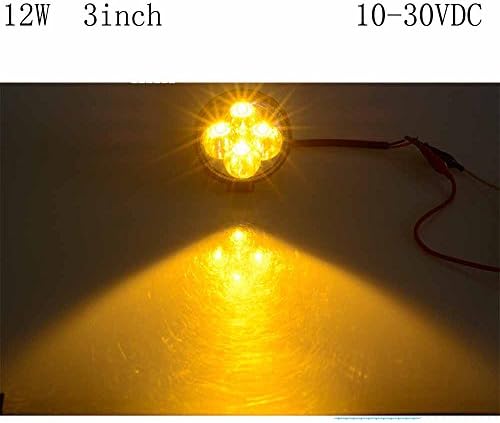 Greelyda 12W Yellow CREE LED Spot light Headlight Strip Round Work Light Lamp off Road Waterproof Dustproof Shockproof for ATV Jeep boat suv car atvs truck Driving Automotive Rigid light