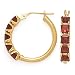 14K HOOP EARRINGS WITH (5) 3MM SQ GARNET