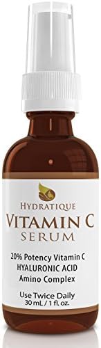 Vitamin C Serum 20% + Hyaluronic Acid + Vitamin E from Hydratique. Best Anti-Aging Skin Care - Helps Stimulate Collagen Reduce Fine Lines Combat Free Radicals. Enhance Your Skin Tone &amp; Appearance Now