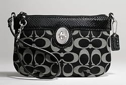 Coach Signature Peyton Capacity Wristlet Bag Clutch Wallet Black