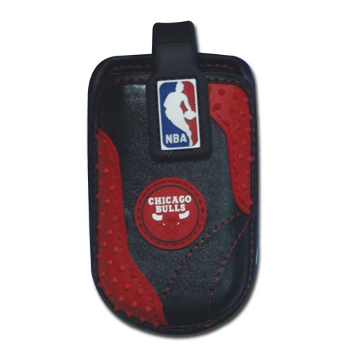 Official Licensed Chicago Bulls Team Logo Vertical Cellphone Pouch with Stretchable Magnetic Flap to Keep Phone Secure