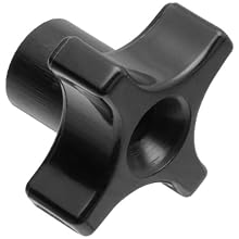 Davies Thermoplastic Four Arm knob, Flute Rim, Threaded Through Hole, 1/4"-20 Thread Size X 1/2" Thread Length, 1-3/4" Diameter (Pack of 5)
