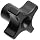 Davies Thermoplastic Four Arm knob, Flute Rim, Threaded Through Hole, 1/4"-20 Thread Size X 1/2" Thread Length, 1-3/4" Diameter (Pack of 5)