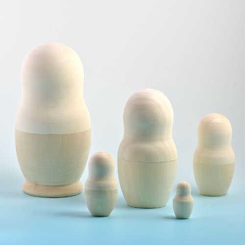 Unpainted Blank Russian Nesting Doll 5pc./6
