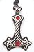 Red Rhinestone Celtic Thor's Hammer Pewter Pendant
