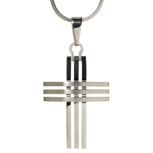 Men's Triple-Row Cross Pendant Necklace