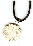 Stone Cross Pendant Necklace - Brown Leather Cord by SilverChicks