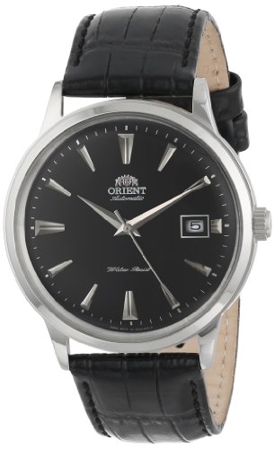 Orient Men s FER24004B0 Bambino Stainless Steel Automatic Watch with Black Leather Band