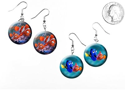 Finding Nemo Pixar Marlin Clownfish Dory Disney 2 Pairs of Charm Earrings