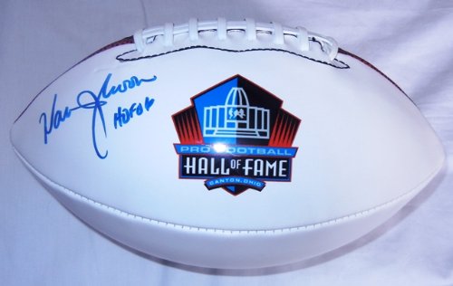 Warren Moon Autographed Hall Of Fame Logo Football W/PROOF, Picture of Warren Signing For Us, Houston Oilers, Minnesota Vikings, Seattle Seahawks, Kansas City Chiefs, Edmonton Eskimos, Washington Huskies