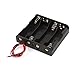 Two-Wires Black Plastic Battery Holder for 4 x 1.5V AA Size Batteries