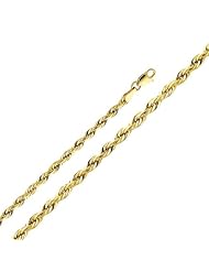 10k Yellow Gold 1.5 Mm Hollow Rope Diamond Cut Chain 20inch