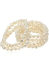 TARA Pearls Set of Six Freshwater Pearl (7-8 mm) Stretch Bracelets