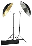 Double Strobist Photo Studio Flash, Mount, and Umbrellas Kit with Carry Case by Fancierstudio UBC4