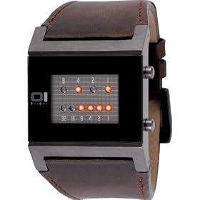 The One - KT1109R1 - Montre Homme -Quartz - Syst�me affichage binaire par Led - Bracelet en Cuir marron