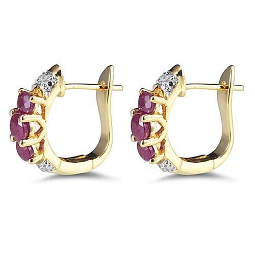 10k Yellow Gold Ruby and Diamond Earrings