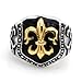 Stainless Steel Tri-Tone Fleur de Lis Biker Ring