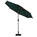 AMT 9 FT Market Patio Umbrella, Tilt and Crank, 100% Polyester, 8 Steel Ribs, Dark Green
