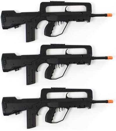 FAMAS Rifle 3 Pack Remanufactured Spring Operated Airsoft Gun - 3 Pack - Black