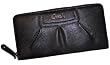 Women's Coach Wallet Leather Pleated Zip Around Black
